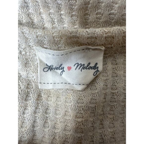 Lovely Melody Womens Beige Waffle Knit Peplum Button Top Size M Oversized - Picture 4 of 7